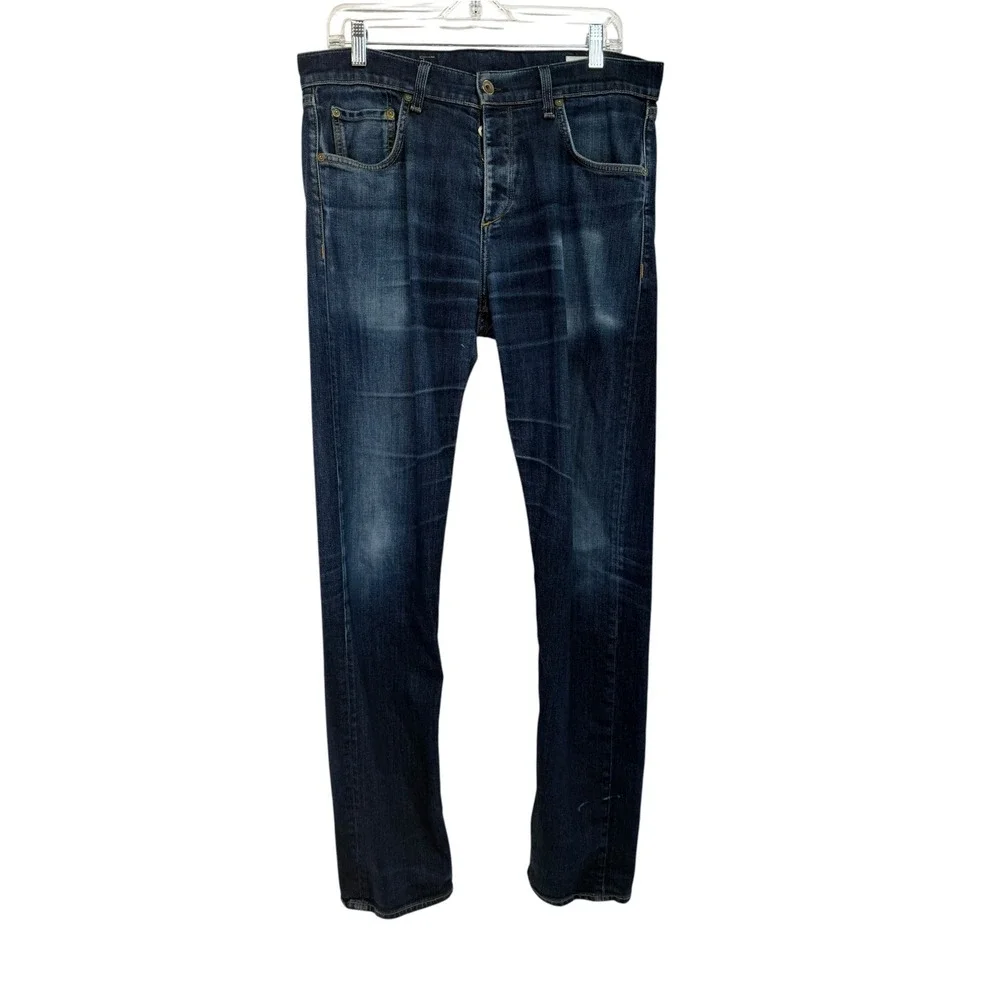 Rag & Bone Button Fly Mens 33x34 Slim Straight Leg Denim Blue Jeans (CC10)
